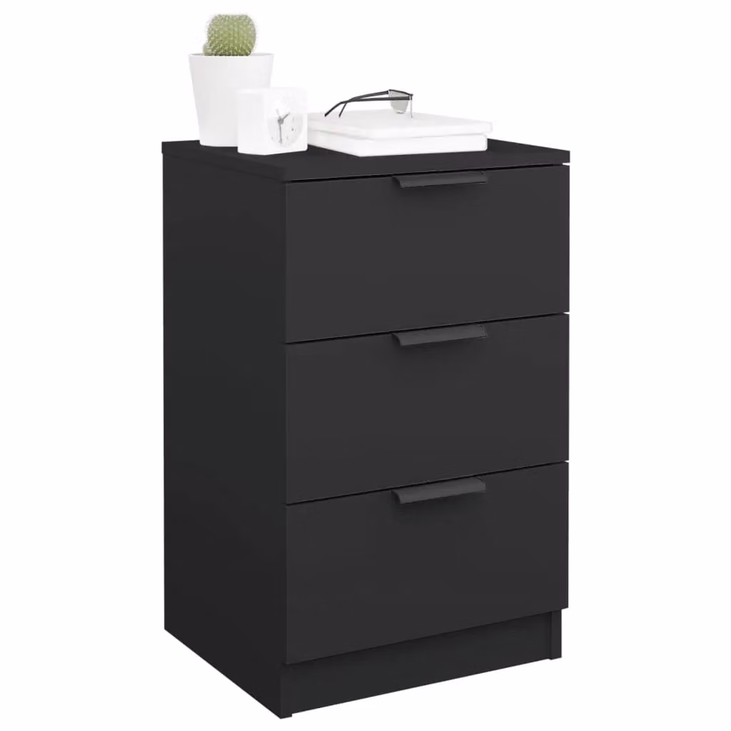 Berkfield Home Set of 2 Black Modern Bedside Cabinets, W/D/H: 40 x 36 x 65 cm – 3