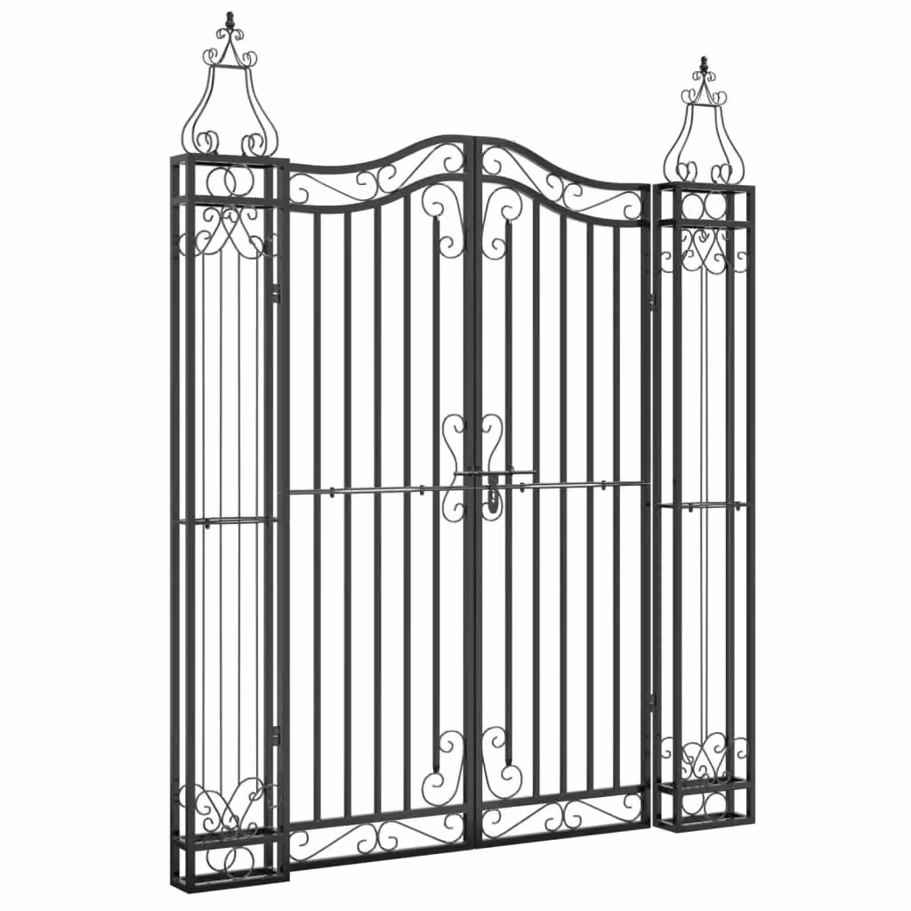 Berkfield Home Black Wrought Iron Swing Garden Gate, W/D/H: 121 x 8 x 150 cm – 2
