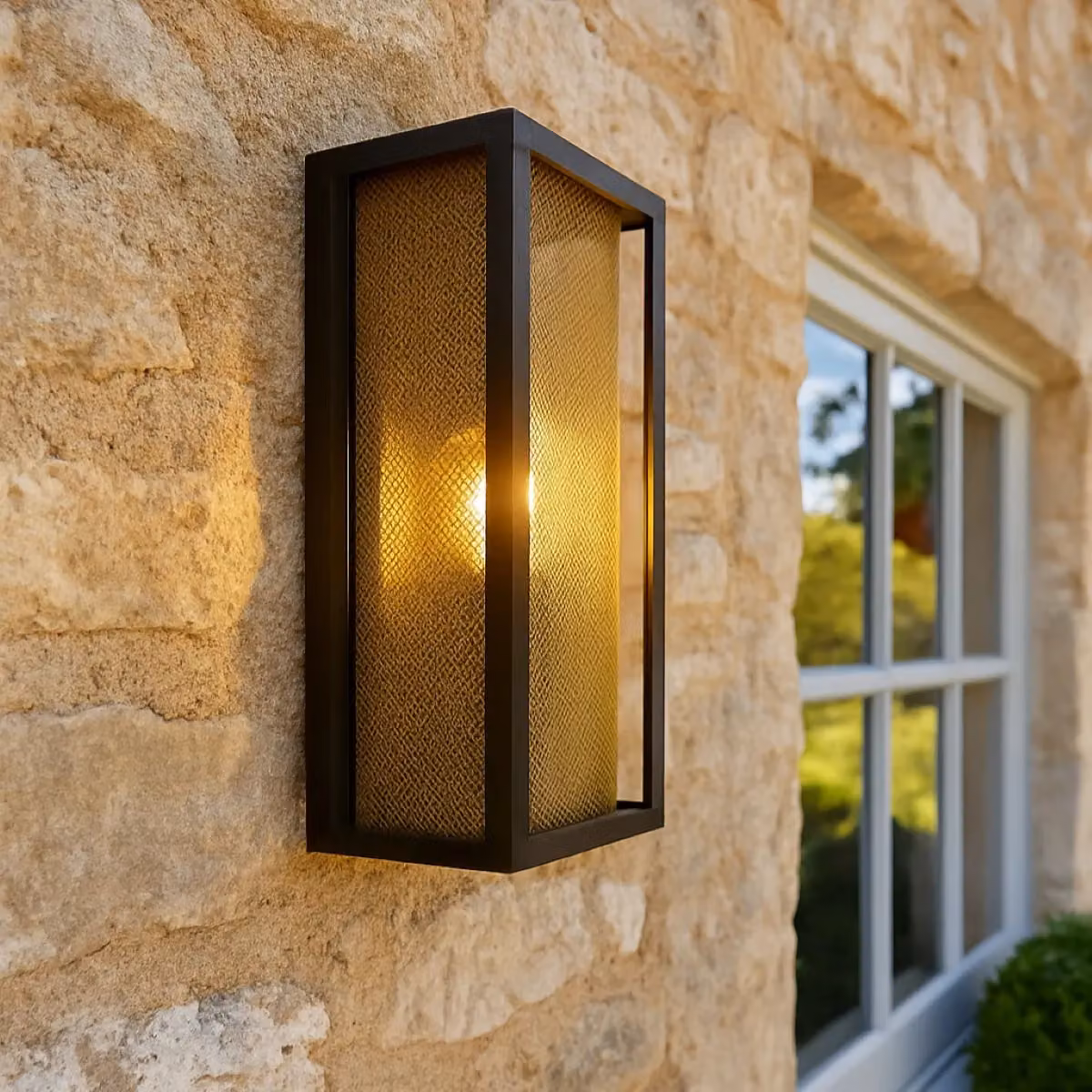 CGC Lighting Silas Modern Black and Brass Outdoor Wall Lantern with Glass Shade – 2