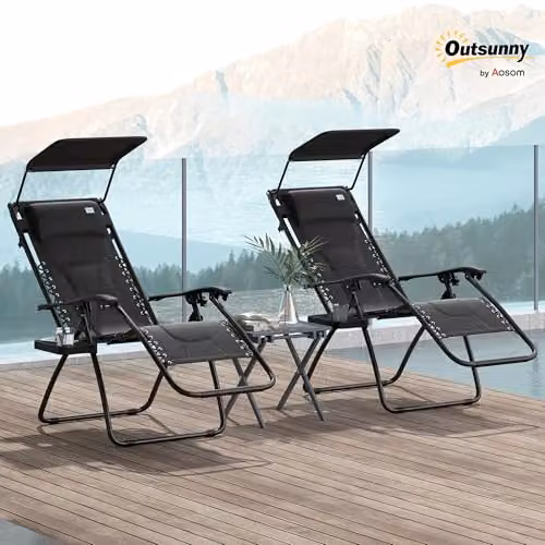 Outsunny Set of 2 Zero Gravity Lounger Chairs in Black – 2