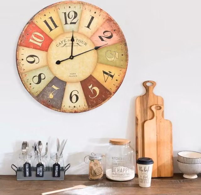 Berkfield Home Vintage Round Analog Wall Clock in Multicolour, Diameter: 60 cm – 1