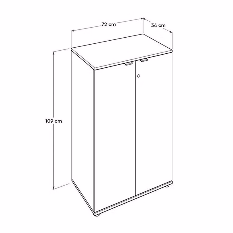 Nordara Matt White 2-Door Lockable Office Cabinet Pull Handles