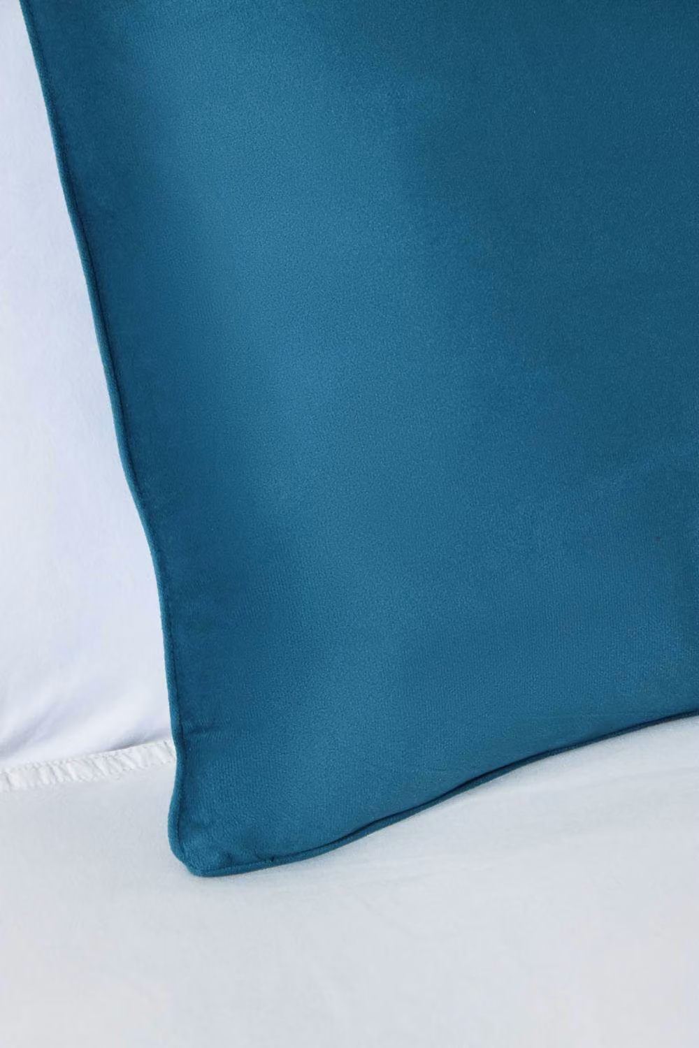 BHS Small Blue Velour Piped Square Cushion, W: 43 cm x D: 43 cm x H: 43 cm – 2