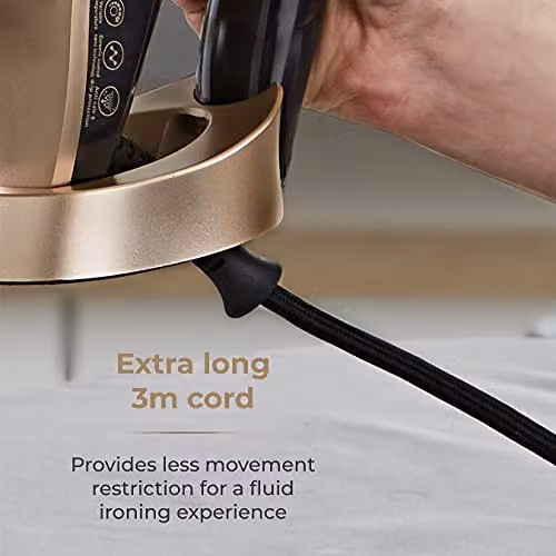 Tower Steam Iron with Ceramic Non-Stick Soleplate, Gold and Black (T22021GLD) – 5