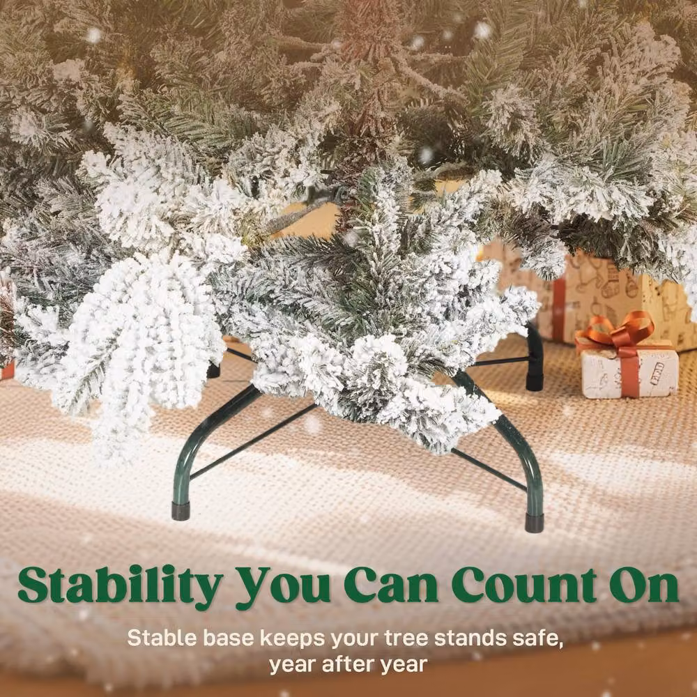 STILVORA Snow Flocked Christmas Tree in Green, Height: 150 cm – 9