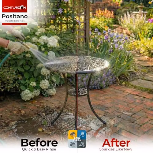 Centurion Positano Cast Aluminium Garden Bistro Table in Black with Parasol Hole – 7