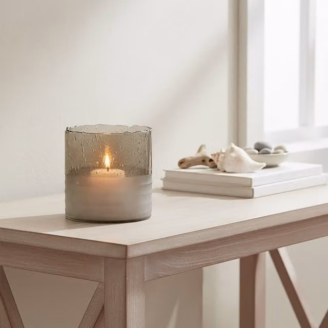 Orsina Glynn Natural Small Round Glass Tealight and Taper Candle Holder in Brown – 1