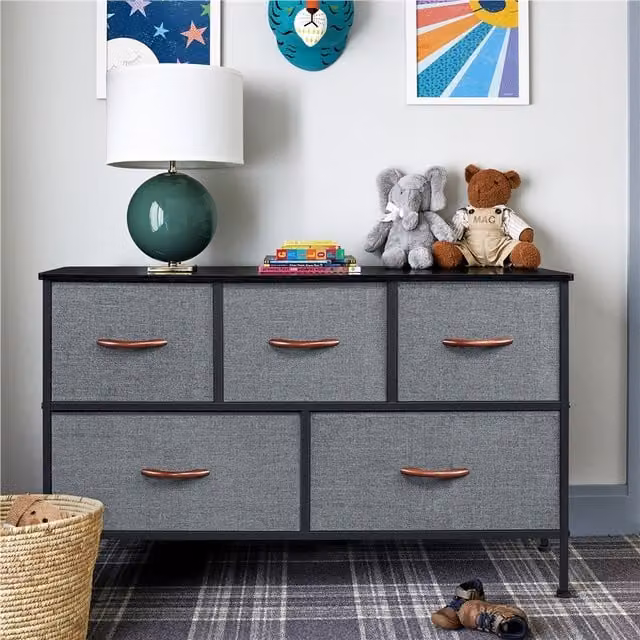 Yaheetech 5-Drawer Fabric Storage Tower in Grey