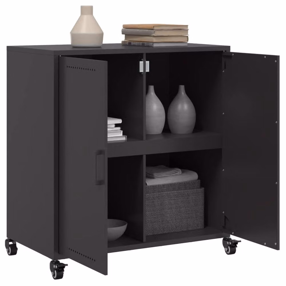 Berkfield Home Black Matt Metal Sideboard W/D/H: 68.5 x 39 x 72 cm – 3
