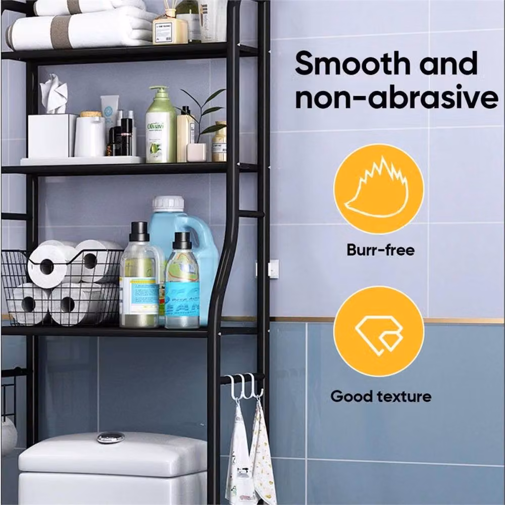 Nordara Black 3-Tier Over Toilet Bathroom Storage Rack in Matt Metal – 4