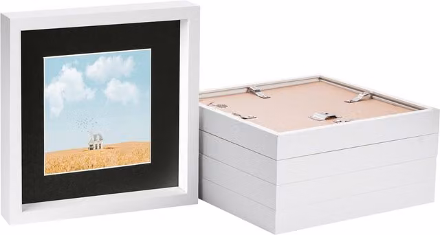 Nicola Spring Pack of 5 Square Single Hanging Photo Frames in Black and White with Glass – 2