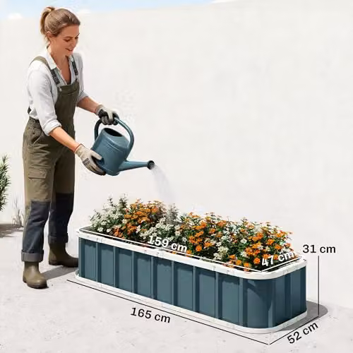 Outsunny Galvanised Steel Raised Garden Bed in Grey – 7