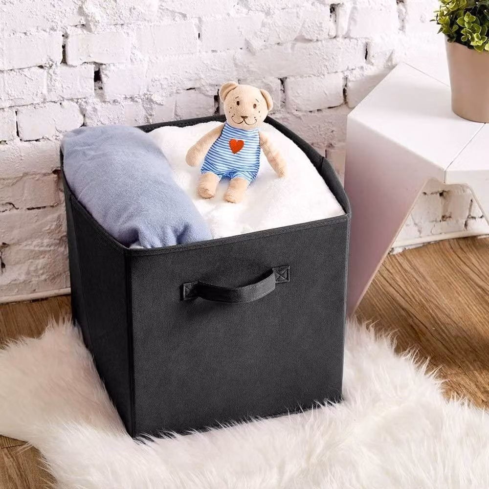 KORVIXA Black Foldable Canvas Storage Boxes, Pack of 2 – 5