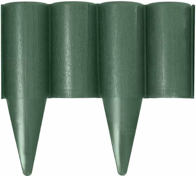 SolaDirect Green Plastic Garden Edging Lawn Border Palisade with Wood Log Texture and Ground Stakes