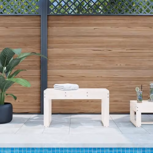 vidaXL White Solid Pine Wood Garden Bench W/D/H: 80 x 38 x 45 cm – 2
