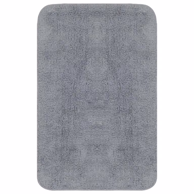 Berkfield Home Grey Cotton Non-Slip 2-Piece Bathroom Mat Set