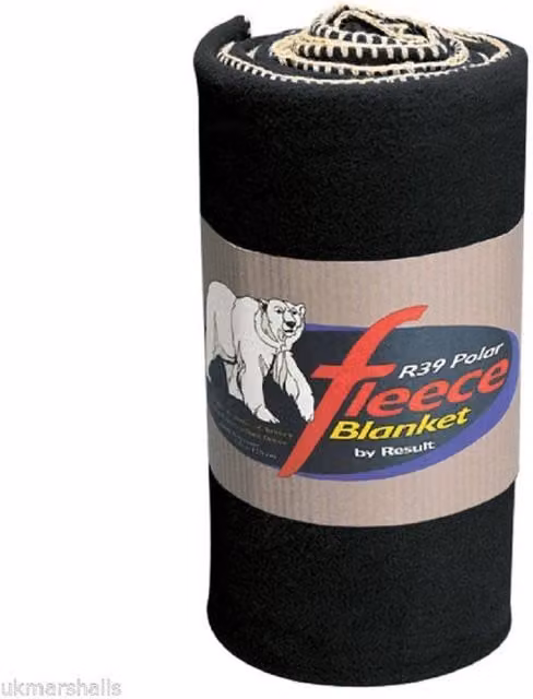 Result Plain Warm Outdoor Fleece Blanket in Black