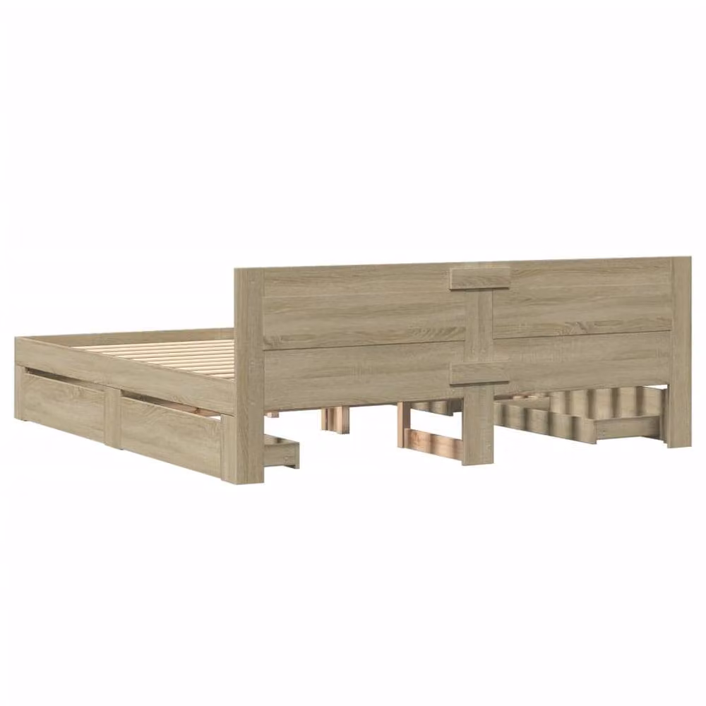 Berkfield Home Sonoma Oak Bed Frame with Headboard and Drawers, Light Tan, W/D/H: 180 x 200 x 69 cm – 2