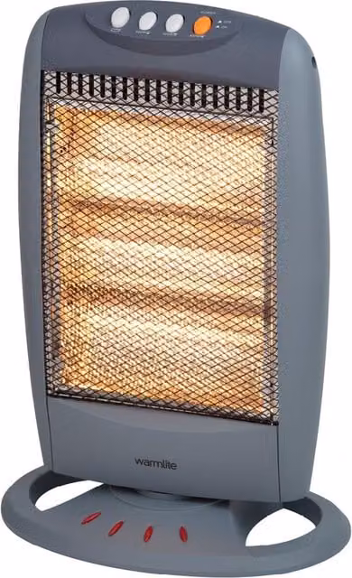 Warmlite 1200W Grey Freestanding Halogen Infrared Heater with Tilt Protection
