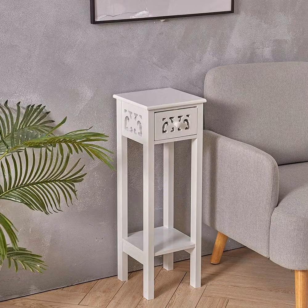 KORVIXA White Square Entryway Console Table and Sofa Side Table W/D/H: 100 x 100 x 100 cm – 2