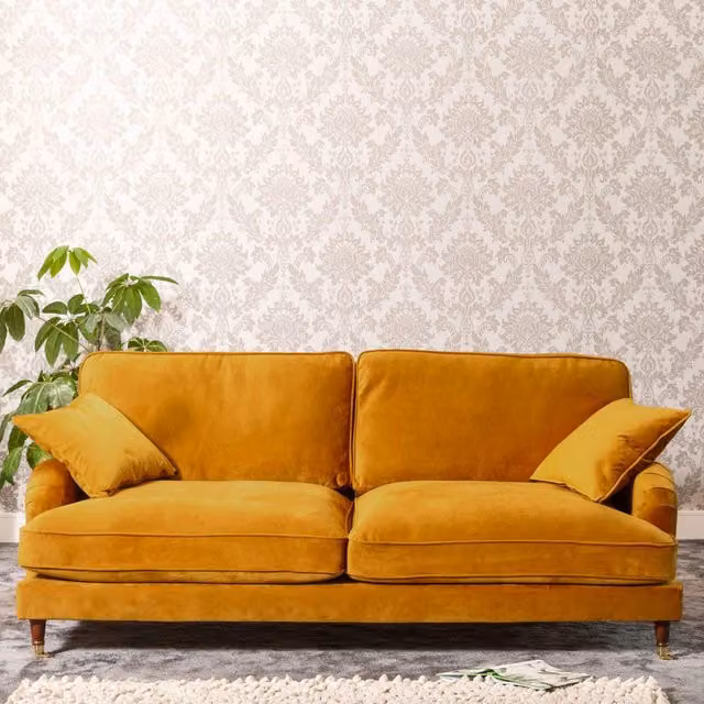 Artemis Home Mackenzie 4 Seat Velvet Upholstered Sofa in Yellow – 1