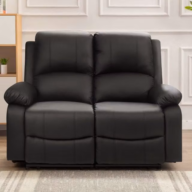 Comfy Living Black PU Leather Electric Recliner Sofa Set Including 3-Seater, 2-Seater and Armchair