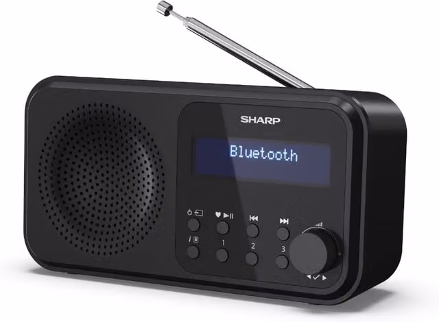Sharp Tokyo Portable Digital DAB+ and FM Radio with Bluetooth Music Streaming, Midnight Black