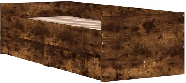 Berkfield Home Modern Small Single Bed Frame in Smoked Oak Brown, W/D/H: 75 x 190 x 78 cm