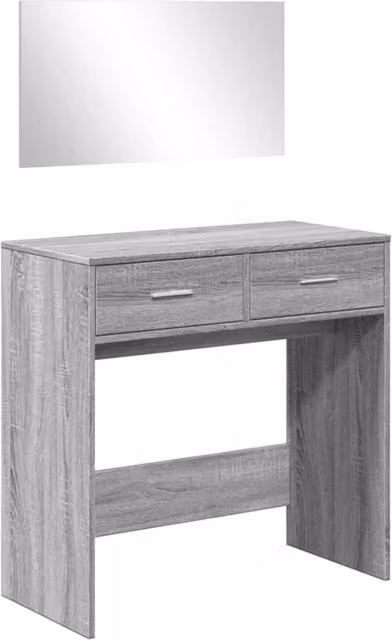 Berkfield Home Dressing Table with Mirror in Grey Sonoma, W: 80 cm, D: 39 cm, H: 80 cm
