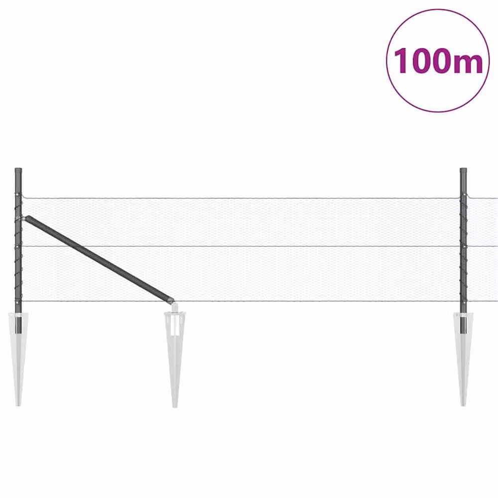 Berkfield Home Grey PVC Coated Galvanised Steel Hexagon In-Ground Fence, H: 0.8 m x L: 100 m – 2