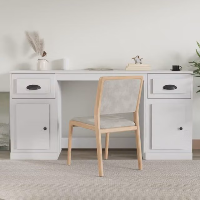 Berkfield Home Modern White MDF Laminate Desk with Cabinet