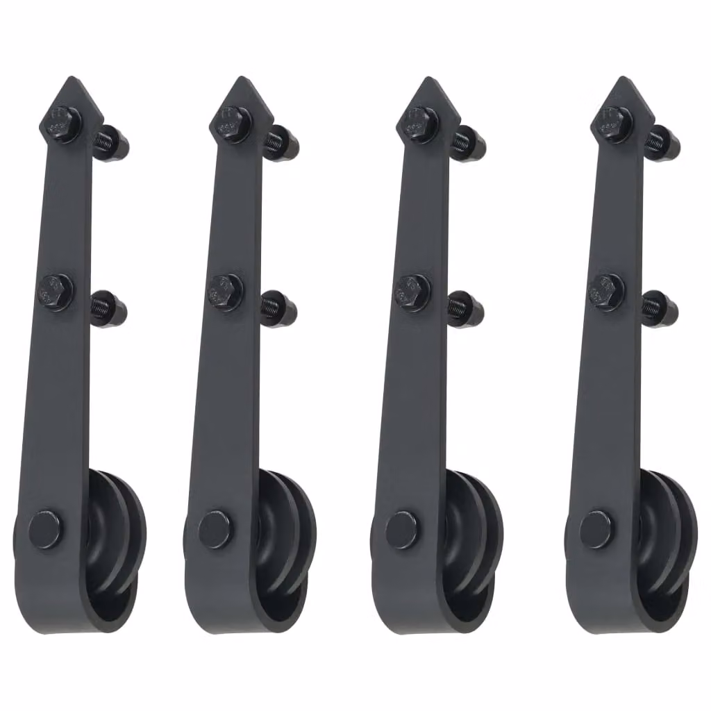 Berkfield Home Sliding Door Hardware Kit in Black Steel, 183 cm – 4