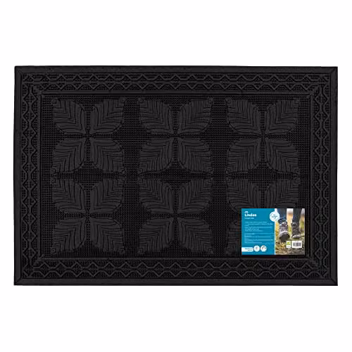 JVL Linden Black Rubber Pin Scraper Doormat W: 40 cm, D: 60 cm