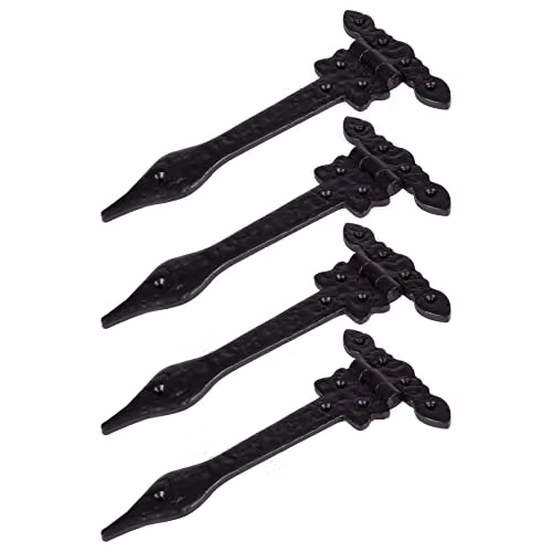 Hammer and Tongs Ornate Iron T-Hinge in Matt Black, Pack of 4 – 1