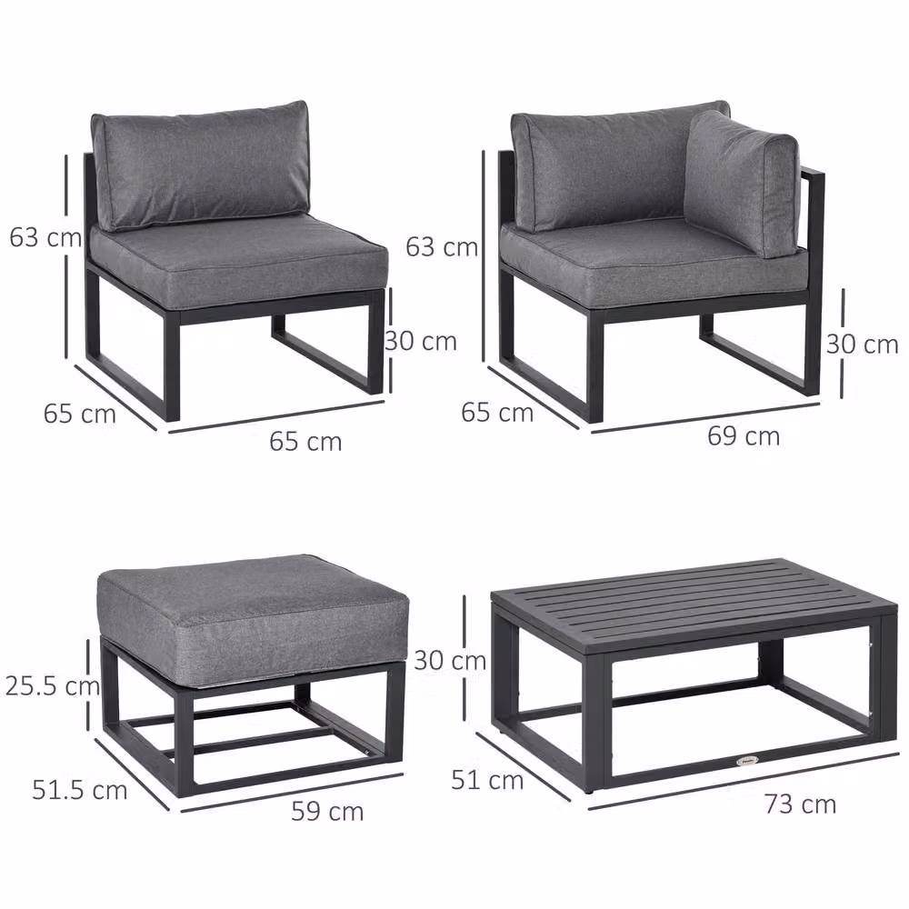 STILVORA 6-Seater Modern Sofa with Aluminium Frame in Grey – 3