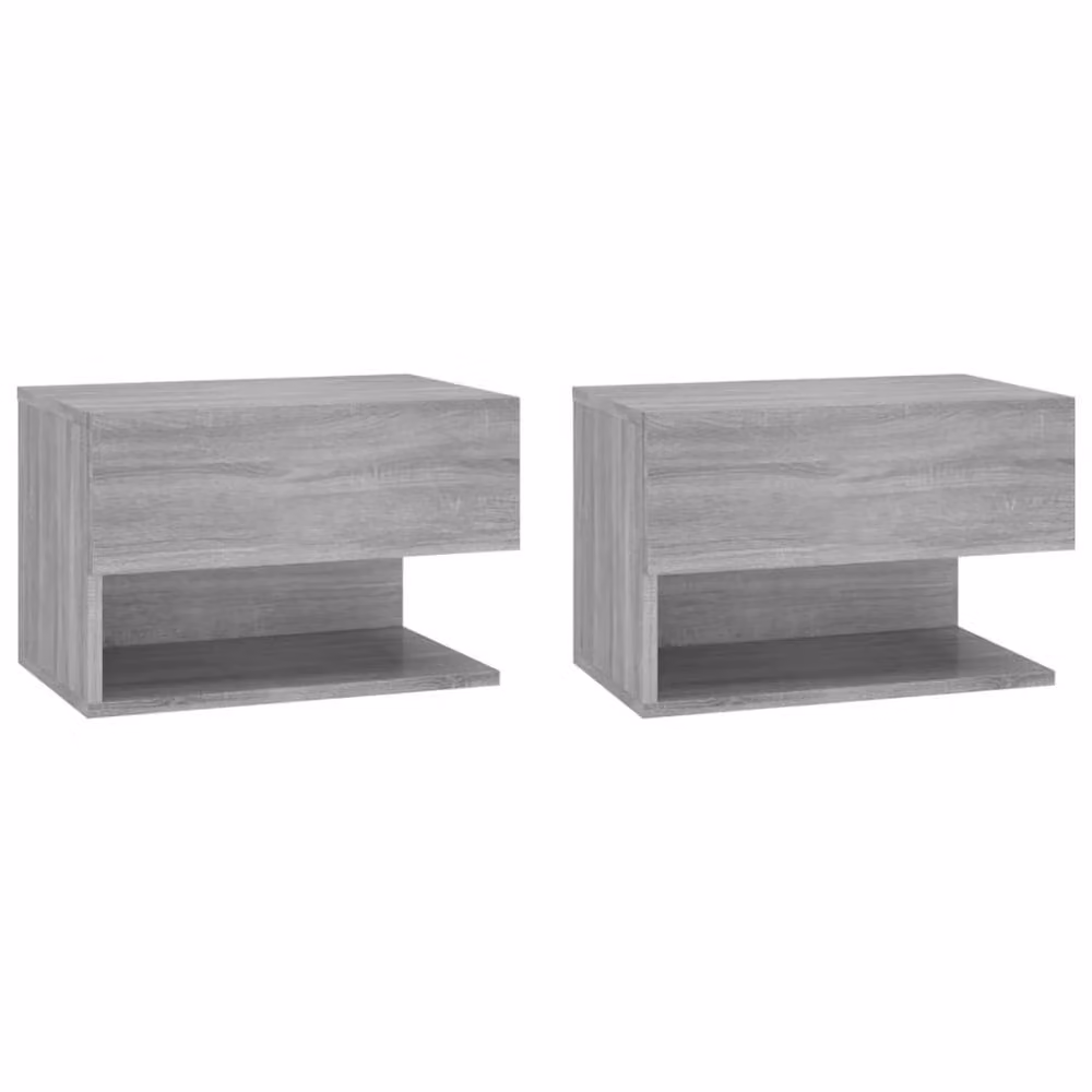 Berkfield Home Set of 2 Wall-mounted Bedside Cabinets in Grey Sonoma – 2