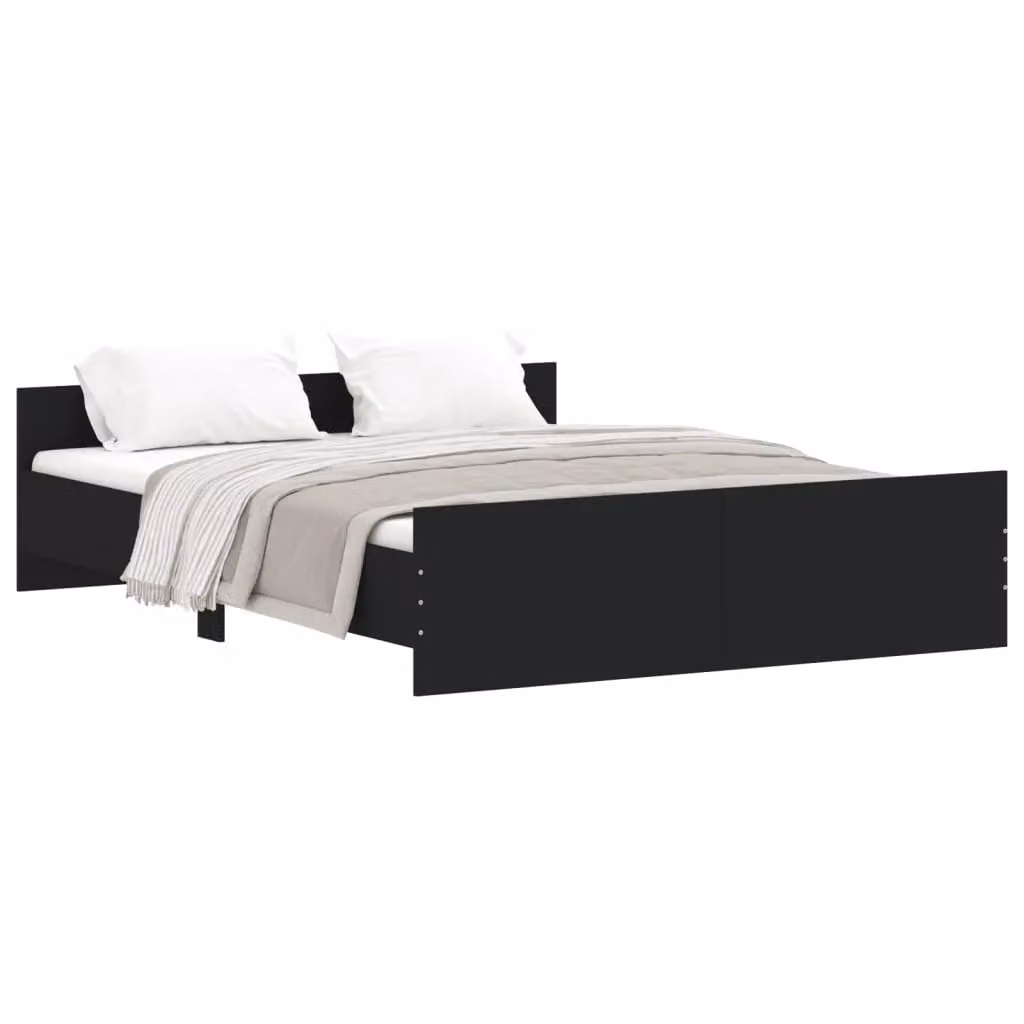 Berkfield Home King Size Bed Frame with Headboard and Footboard in Black, W/D/H: 150 x 200 cm – 2