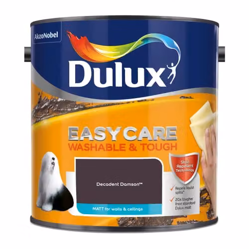 Dulux Easycare Washable and Tough Matt Emulsion Paint in Decadent Damson Purple, 2.5L – 3