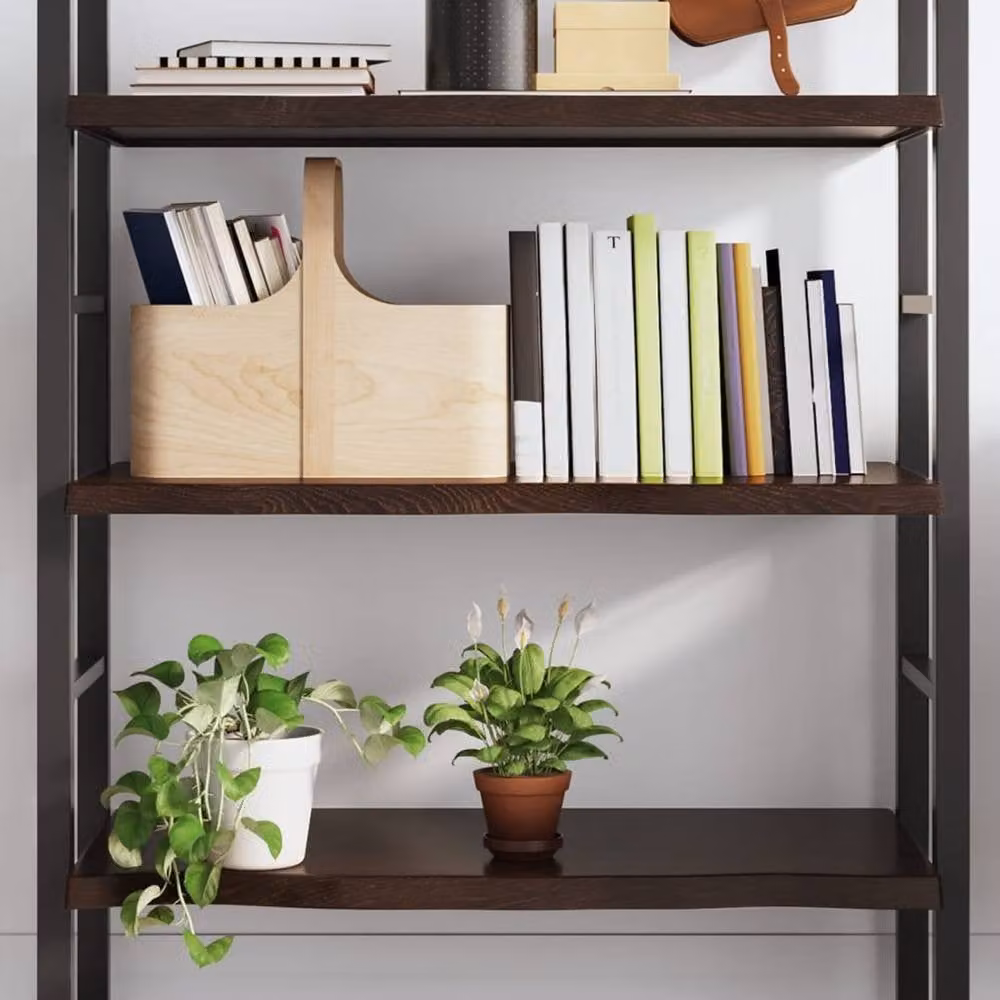 Berkfield Home Wall Shelf in Dark Grey, Treated Solid Oak Wood, W: 100 cm, H: 60 cm, D: 2-4 cm – 1