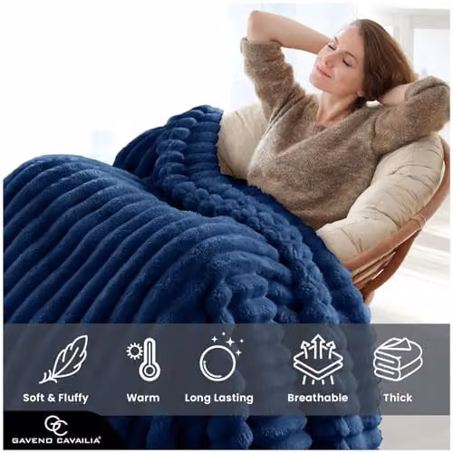 Gaveno Cavailia Blue Fleece Throw Blanket, W/D/H: 150 x 200 cm – 3