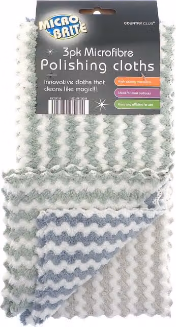 Micro Brite Pack of 3 Multicolour Polishing Cloths
