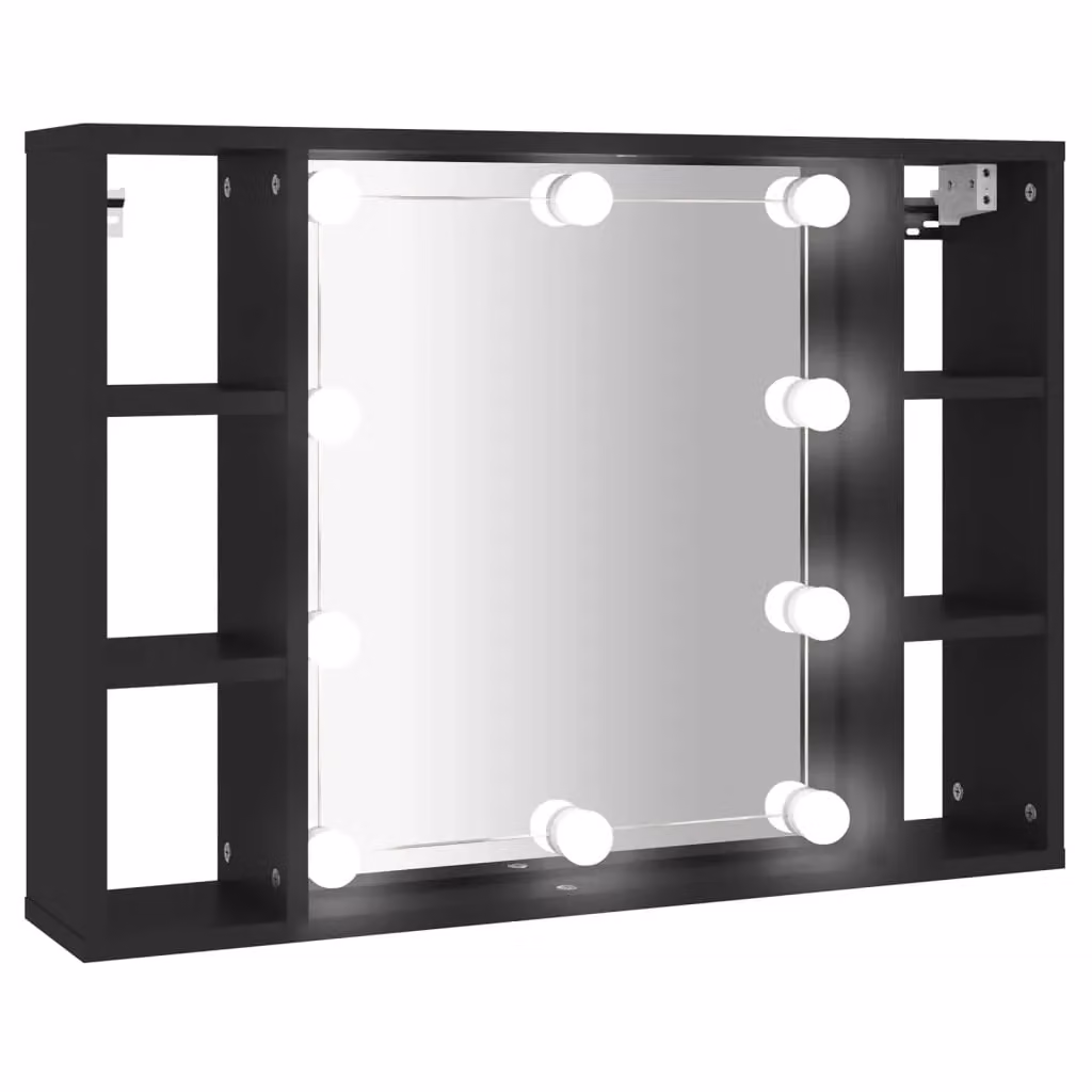 Berkfield Home LED Mirror Cabinet in Black, W/D/H: 76 x 15 x 55 cm – 2