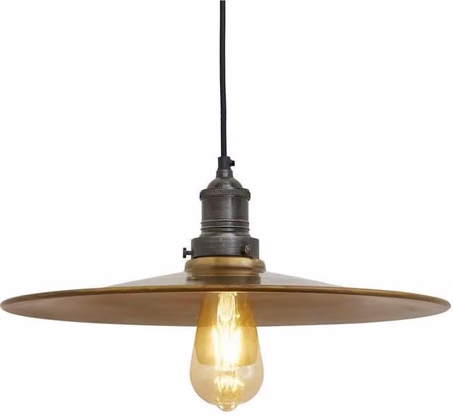 Industville Brooklyn Flat Pendant Light in Brass and Bronze, Diameter: 38.1 cm