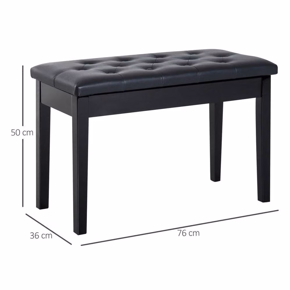 FORGEVIO Classic Digital Keyboard Piano Bench with Black Padded Synthetic Leather Seat, W/D/H: 76 x 36 x 50 cm – 2