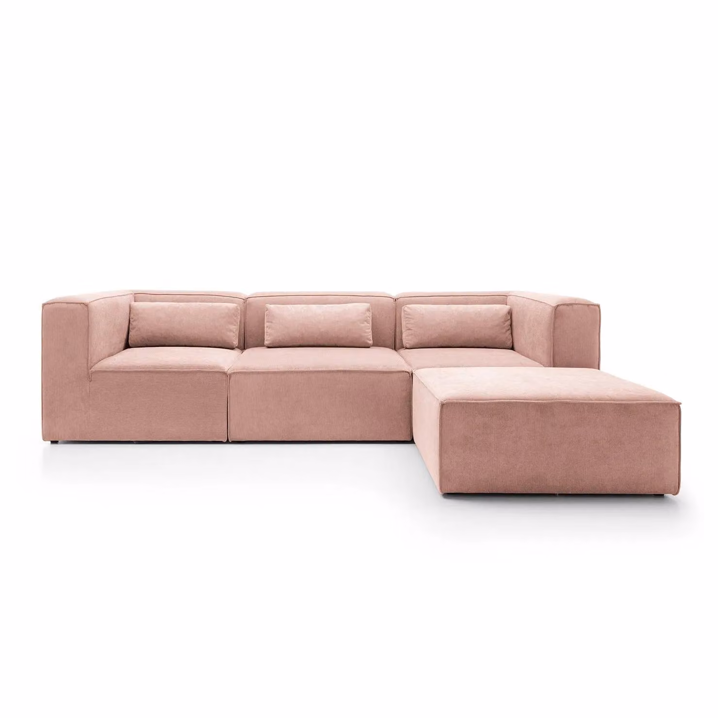 Abakus Direct Doris Reversible Corner Sofa in Pink Cord Fabric, W: 282 cm, D: 163 cm, H: 73 cm – 2