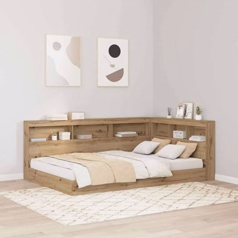 Berkfield Home Artisan Oak Storage Headboard with Shelf, Brown, Width: 120 cm