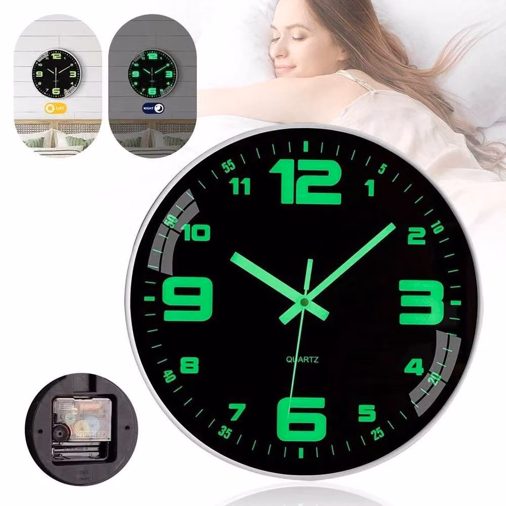 EONLION Large Round Analog Wall Clock in Black, Diameter: 30.48 cm – 4