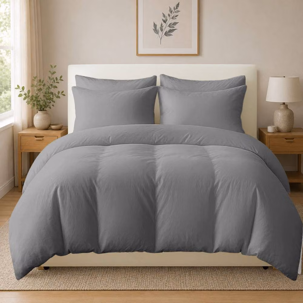 Grace 400 TC 100% Egyptian Cotton Duvet Cover Set in Grey, Single, 90 x 200 cm – 2