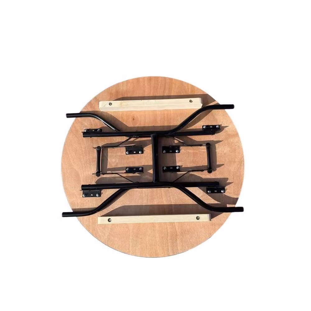 FORGEVIO Brown Lacquered Round Folding Wooden Dining Table – 2