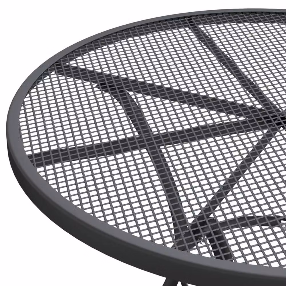 Berkfield Home Garden Table in Black Anthracite with Expanded Metal Mesh, Diameter: 80 cm, Height: 72 cm – 3